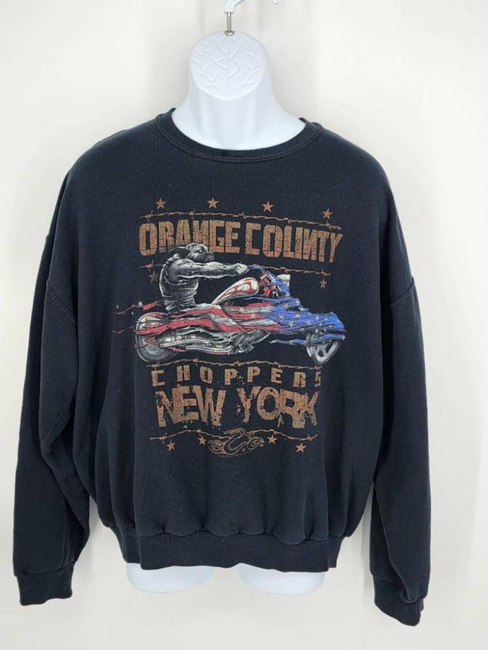Orange County Choppers Vintage Sweatshirt Black Y2K Biker Graphic Men Size XL